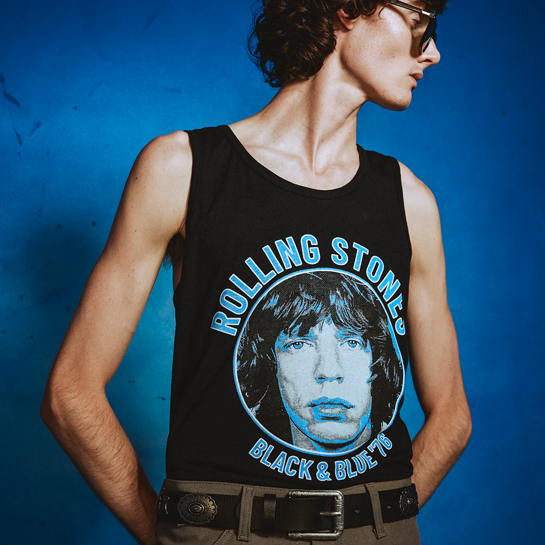 Black and Blue Mick Jagger Tank Top - Image 2