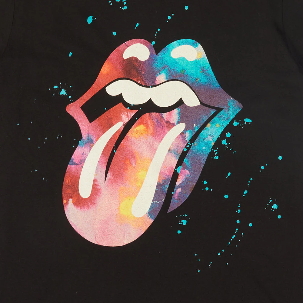 Black Paint Splatter Tongue Logo Graphic Print T-Shirt - Image 3
