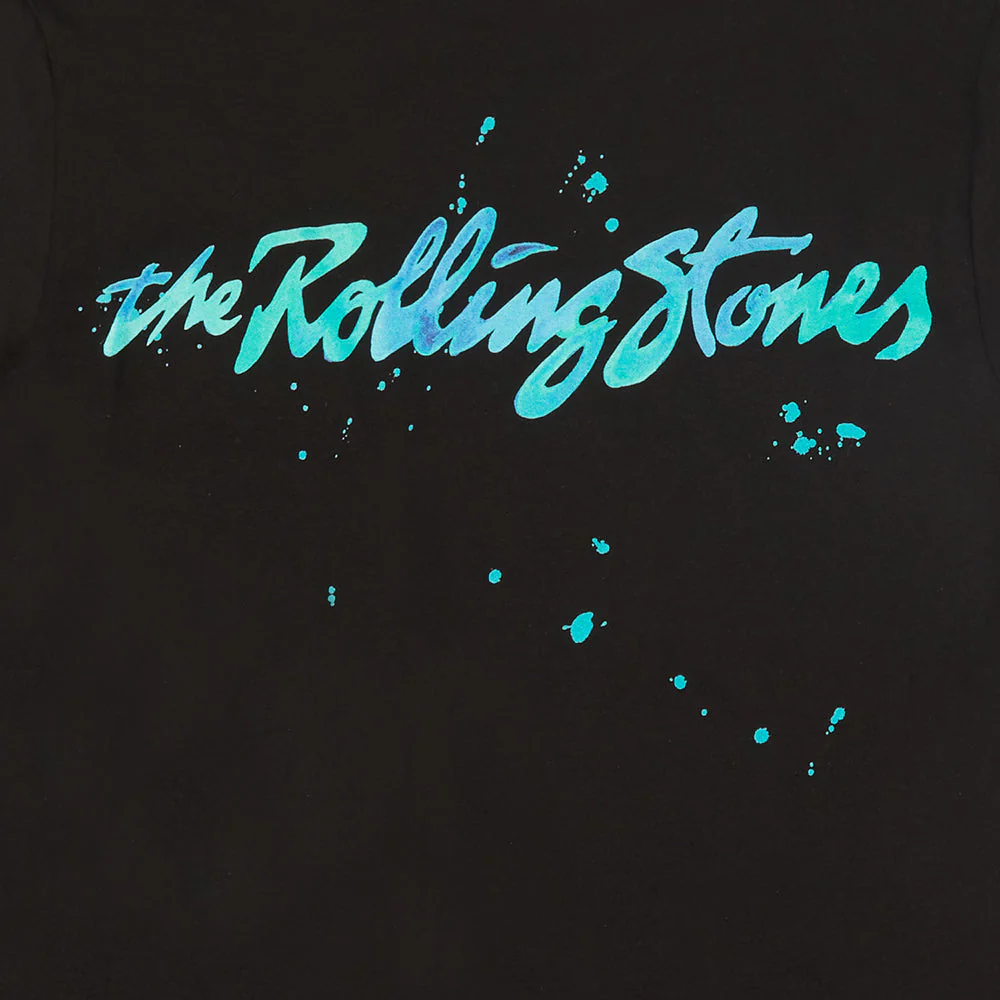 Black Paint Splatter Tongue Logo Graphic Print T-Shirt - Image 4