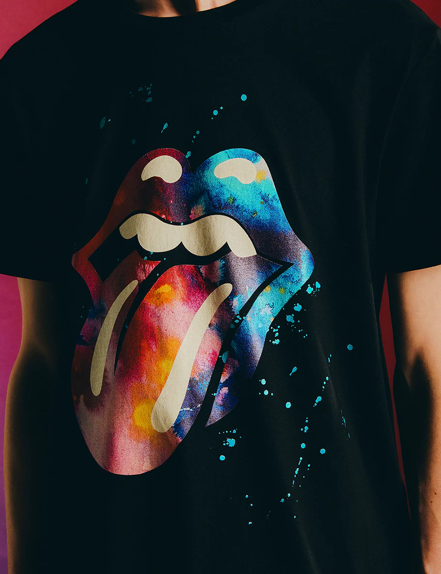 Black Paint Splatter Tongue Logo Graphic Print T-Shirt - Image 6