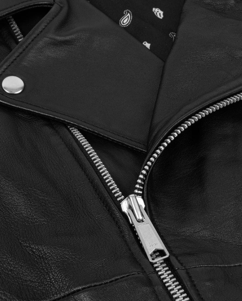 Classic Licks Chenille Logo Premium Leather Jacket - Image 4