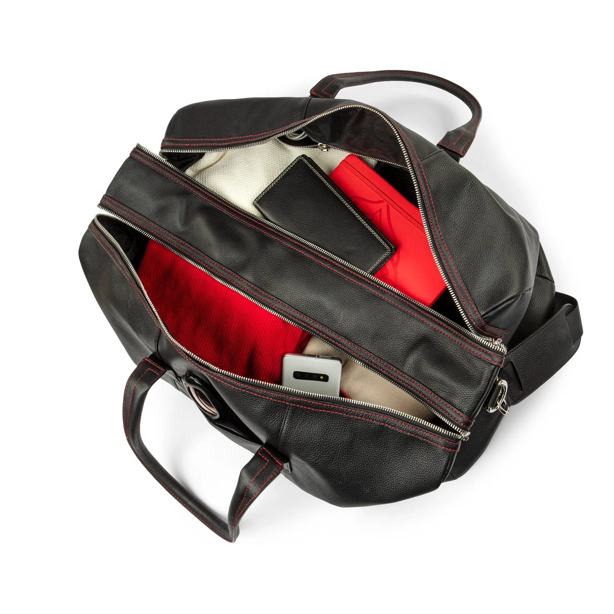 Classic Logo Premium Pebbled Leather Duffle Bag - Image 4