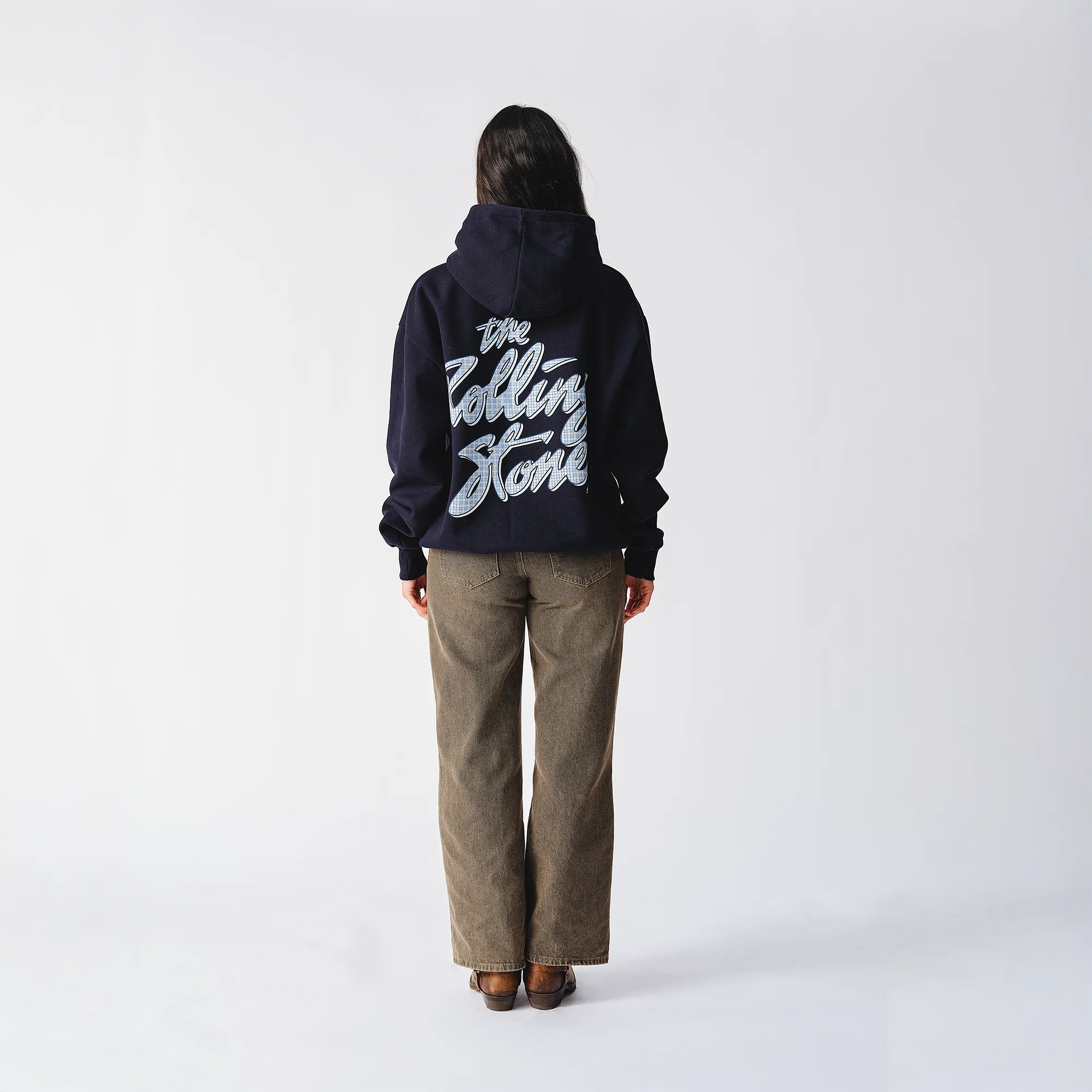 Classic The Rolling Stones Cursive Navy Pullover Hoodie - Image 3