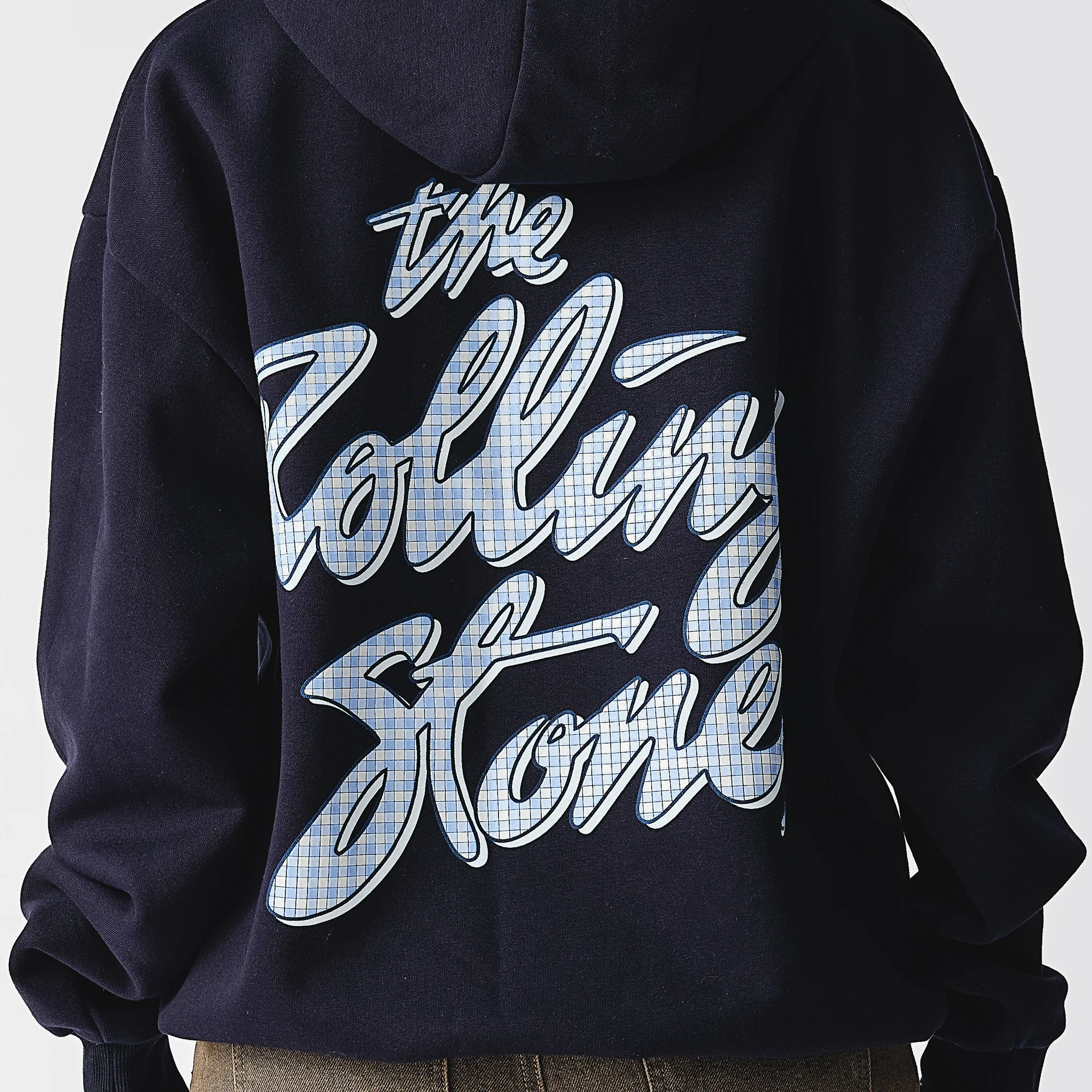 Classic The Rolling Stones Cursive Navy Pullover Hoodie - Image 5