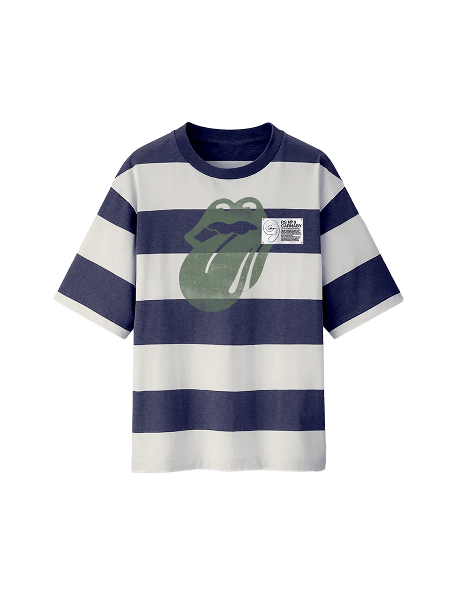 Classic Tongue Wide Blue Stripe T-Shirt
