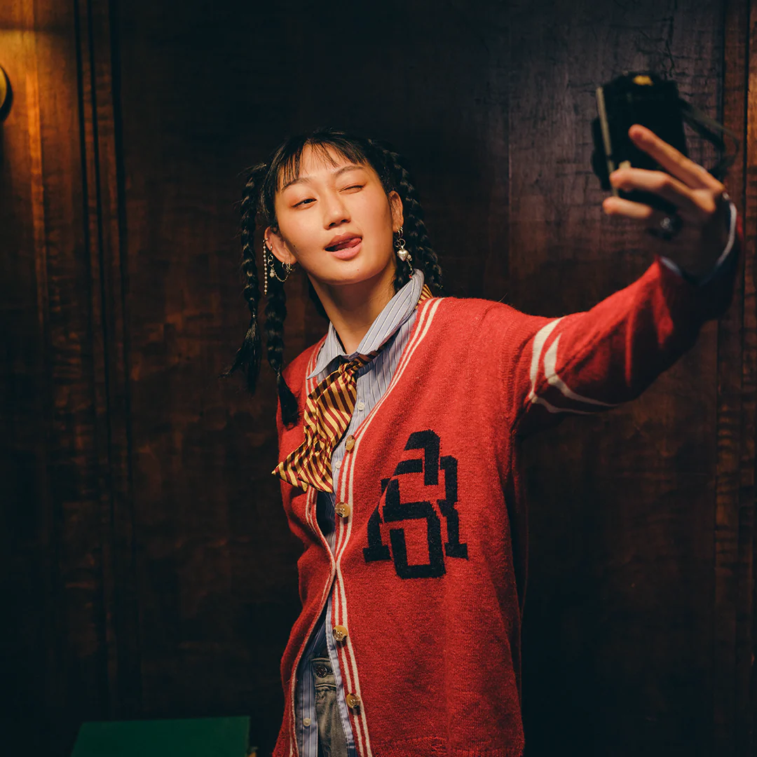 Distressed Red Varsity Cardigan - Image 3
