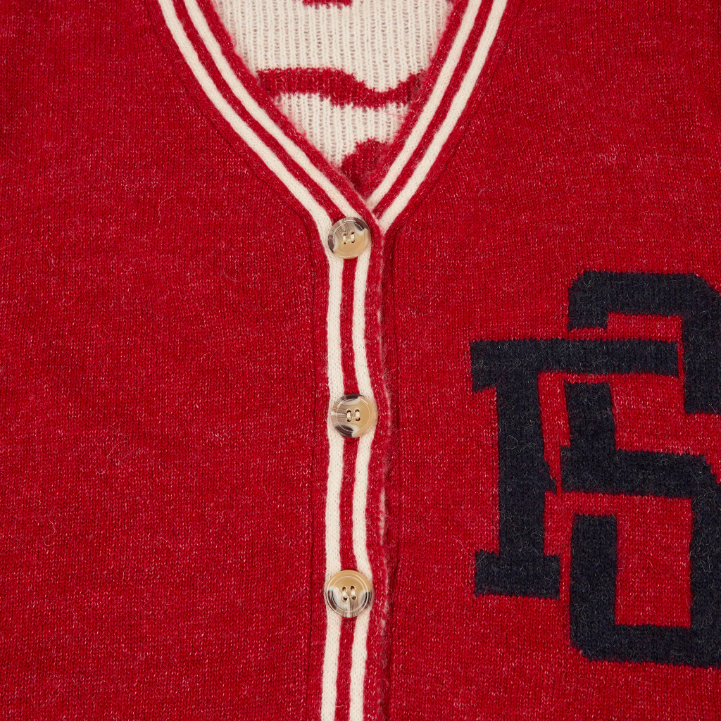 Distressed Red Varsity Cardigan - Image 5