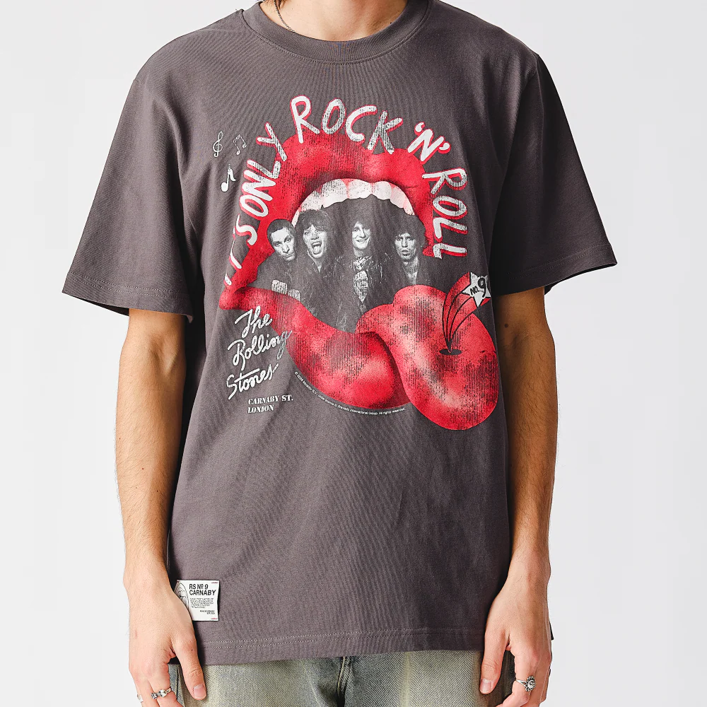 It's Only Rock n Roll Pierced Tongue Black Photo T-Shirt - Image 4
