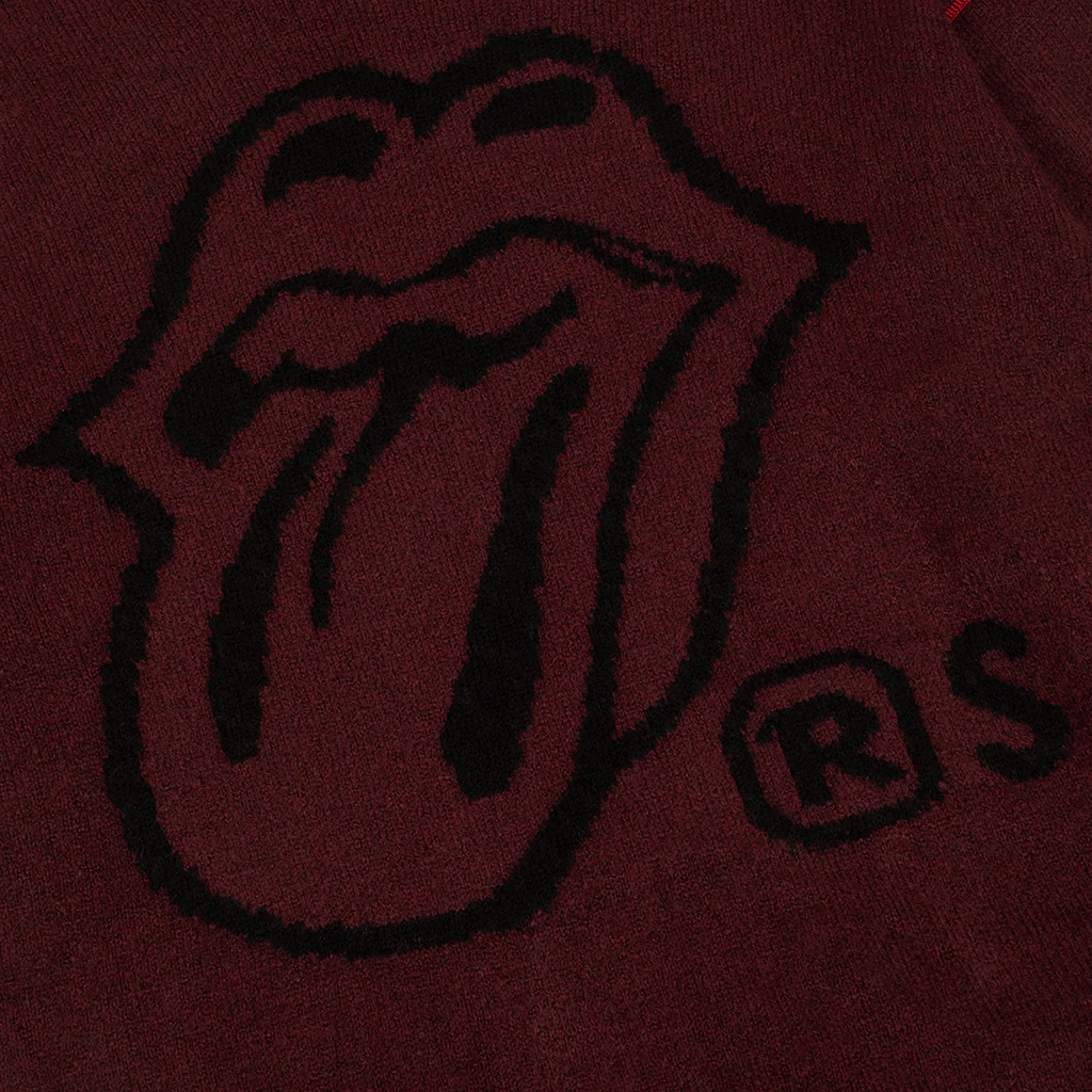 Jumbo Intarsia Tongue Burgundy Sweater - Image 3