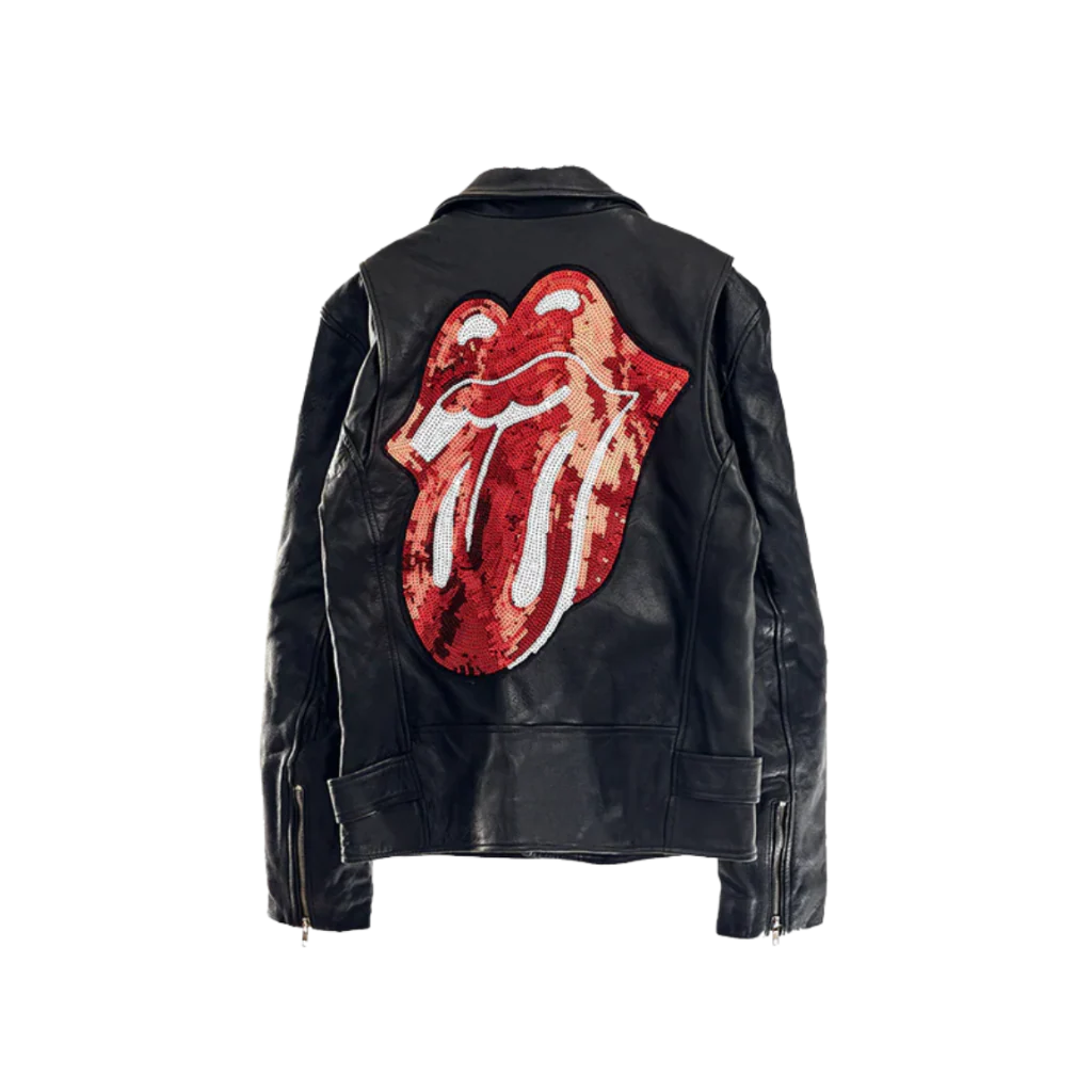 Leather Sequin Applique Jacket