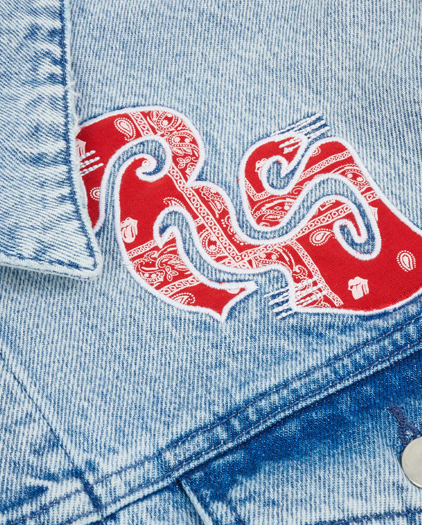 Light Wash Embroidered Denim Jacket - Image 3