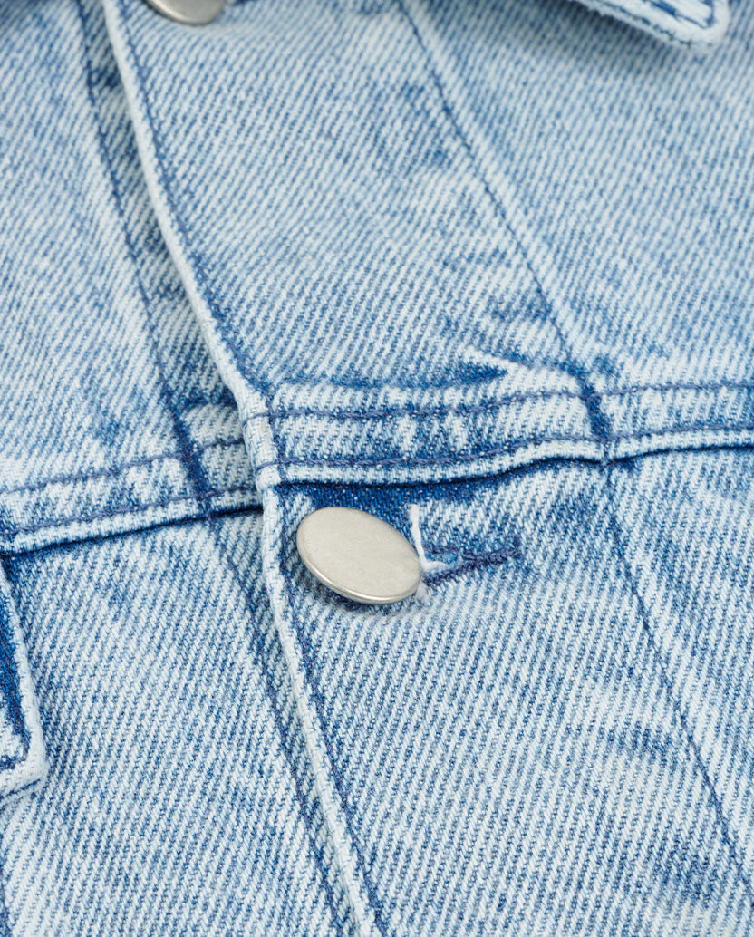 Light Wash Embroidered Denim Jacket - Image 4