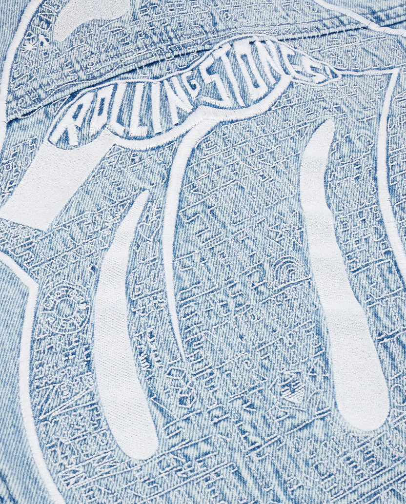 Light Wash Embroidered Denim Jacket - Image 5