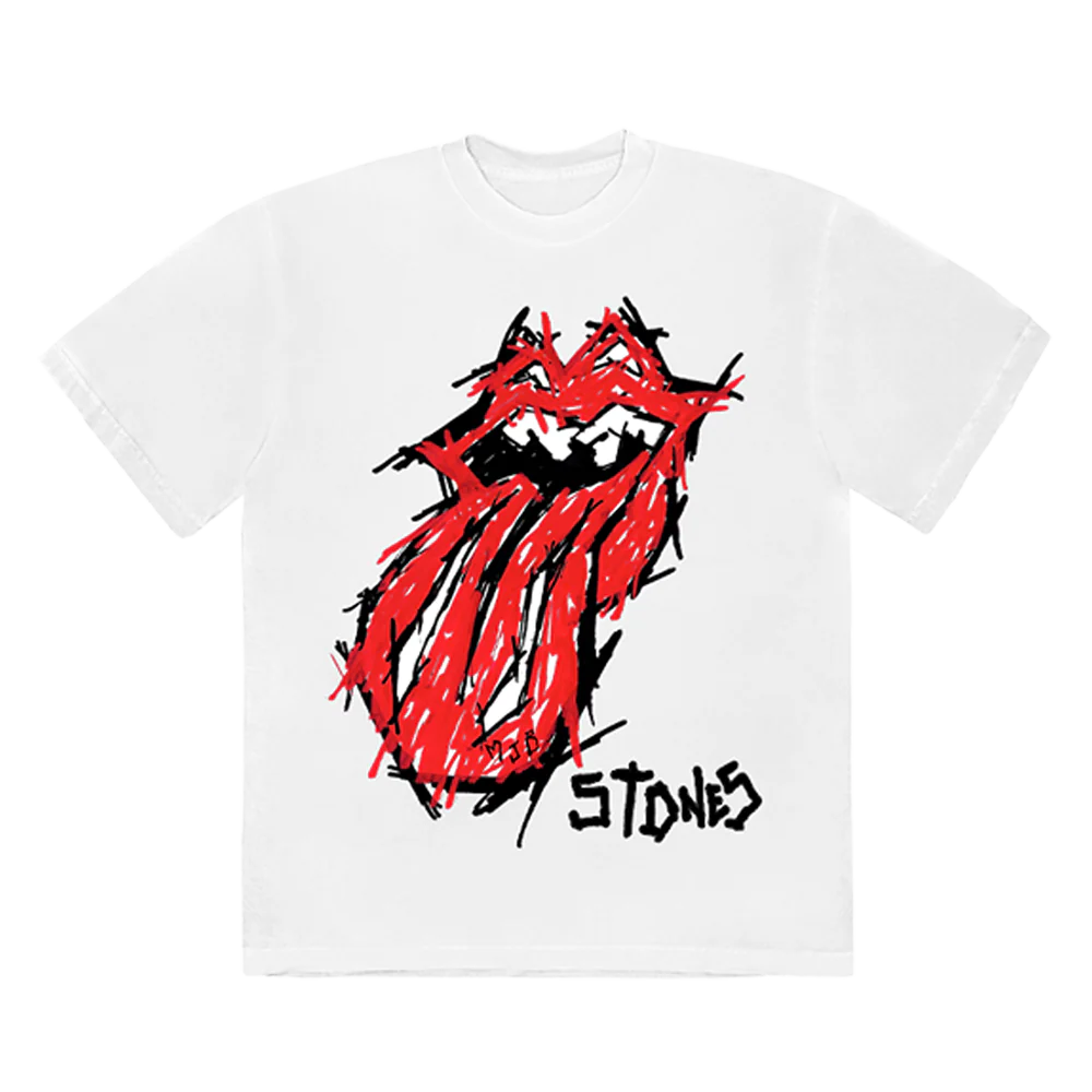 MJB (Marc Jacques Burton) X The Rolling Stones - No Filter Hand Drawn Tongue White T-Shirt