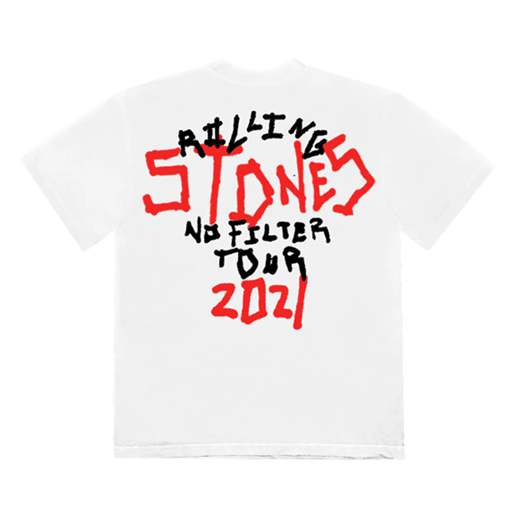 MJB (Marc Jacques Burton) X The Rolling Stones - No Filter Hand Drawn Tongue White T-Shirt - Image 2
