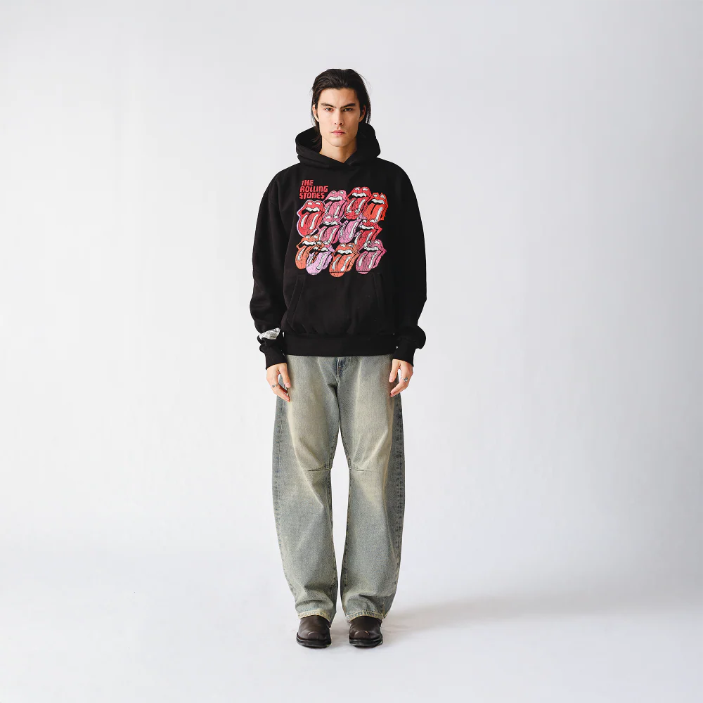Multi Tongue Logo Black Pullover Hoodie - Image 2