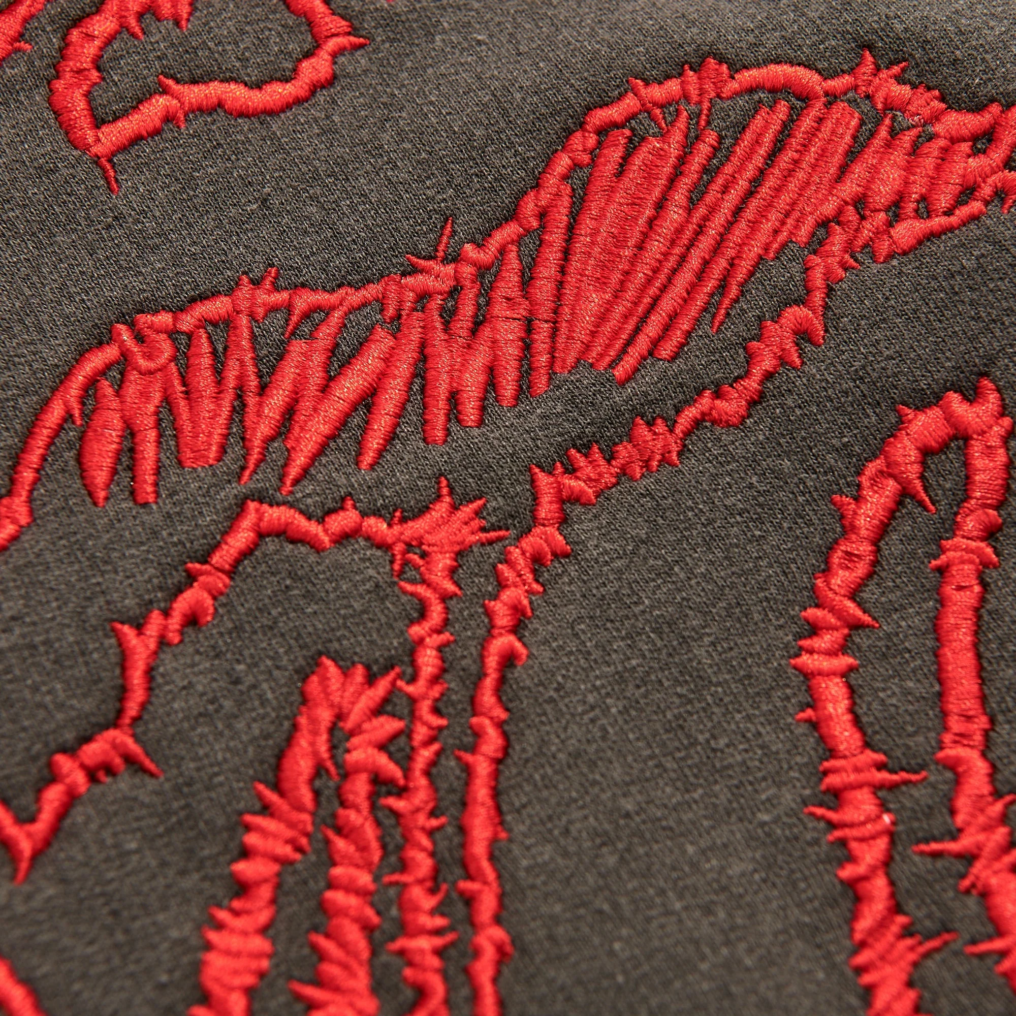 No. 9 Embroidered Sketch Tongue Distressed Hoodie - Image 5