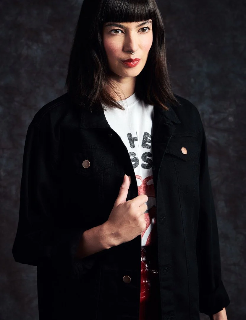 No9 Tongue Outline Embroidered Trucker Jacket - Image 3
