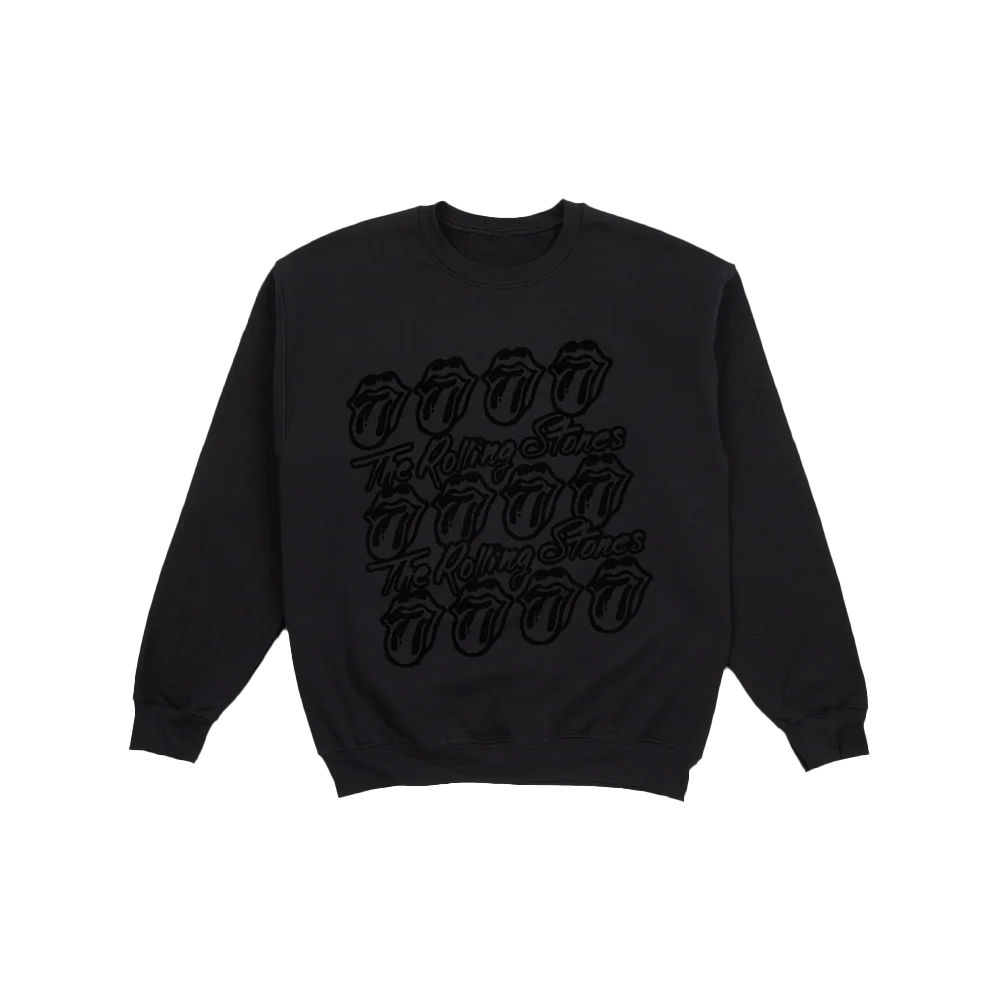 Paint It Black Tonal Repeating Tongues Crewneck
