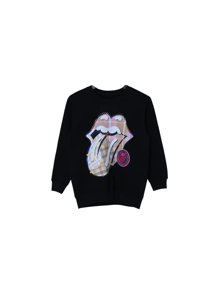 Plaid Tongue Washed Youth Crewneck