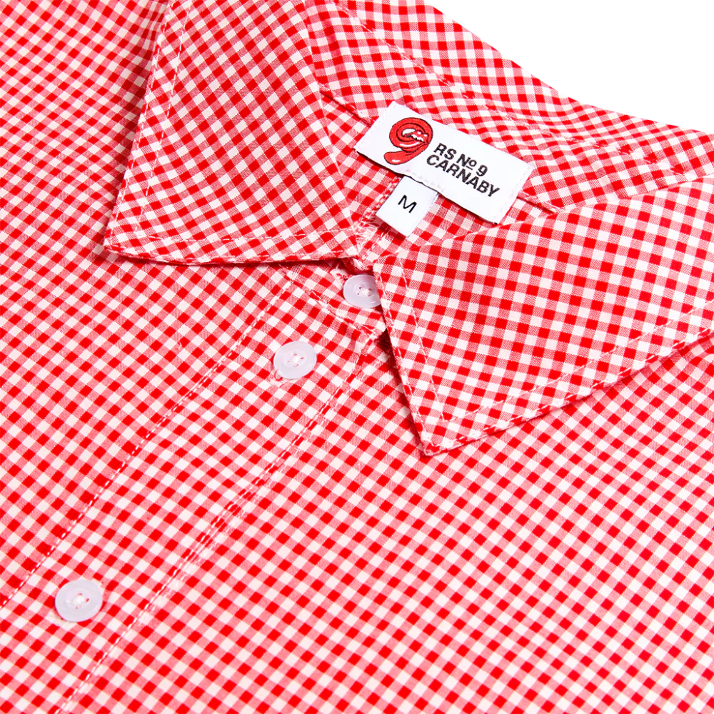 Red Gingham Embroidered Placement Shirt - Image 3