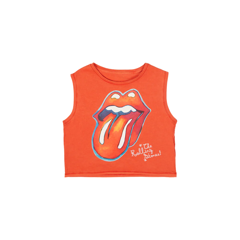 Red Tongue Logo Graphic Print Cropped Vest