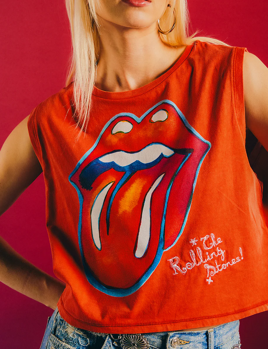 Red Tongue Logo Graphic Print Cropped Vest - Image 6