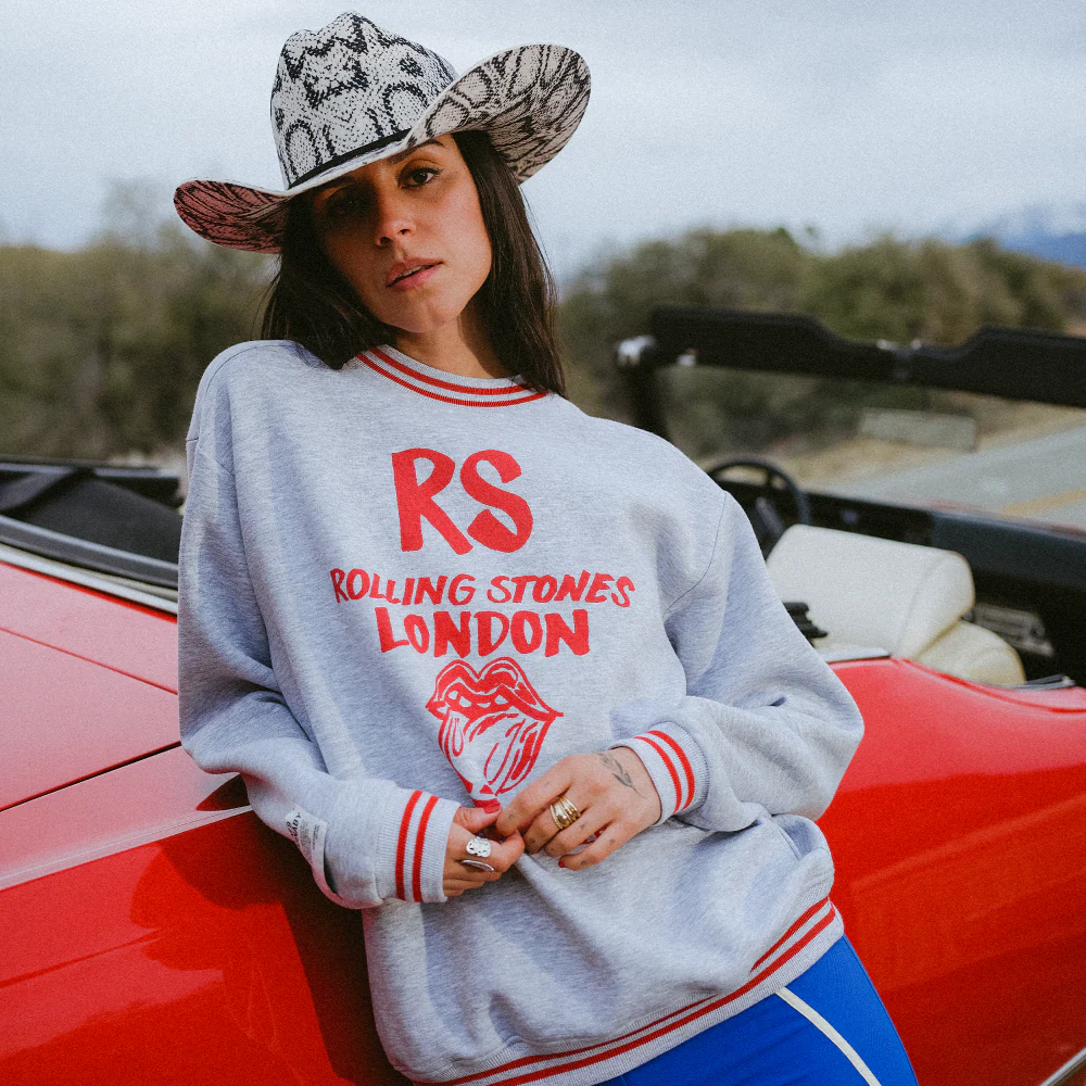 Retro Contrast Rib RS London Grey Crewneck Sweater - Image 6
