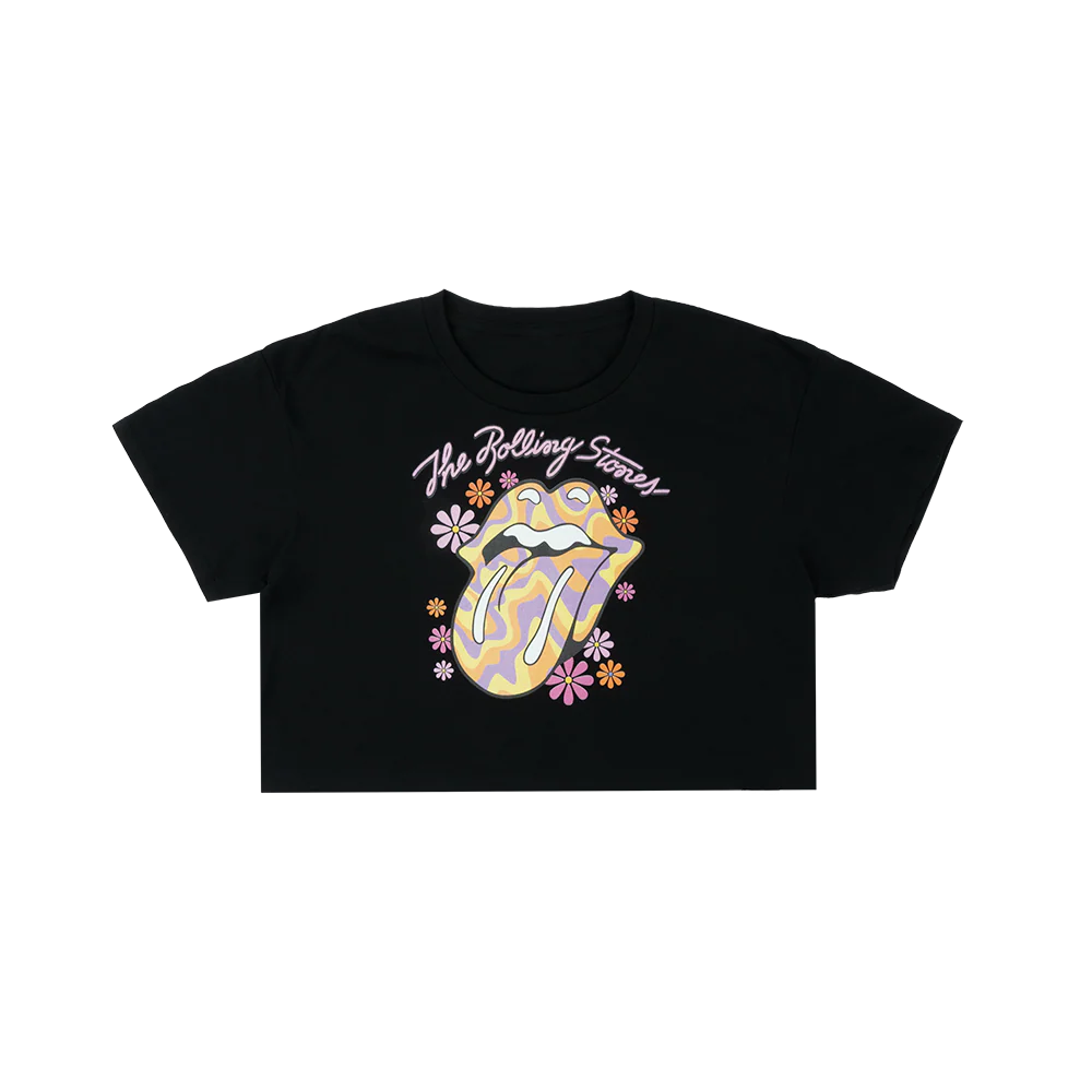 Retro Flower Tongue Cropped T-Shirt