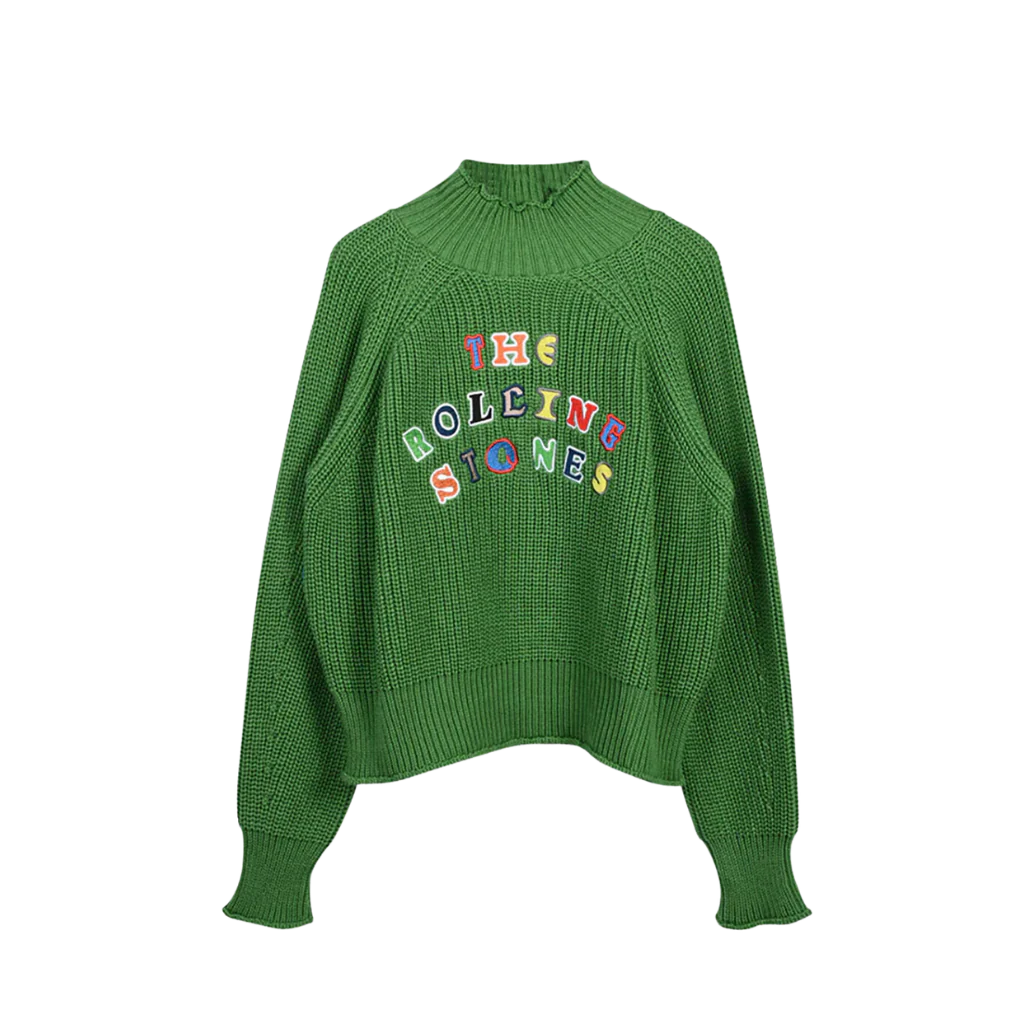 Ribbed Roll Neck Embroidered Sweater