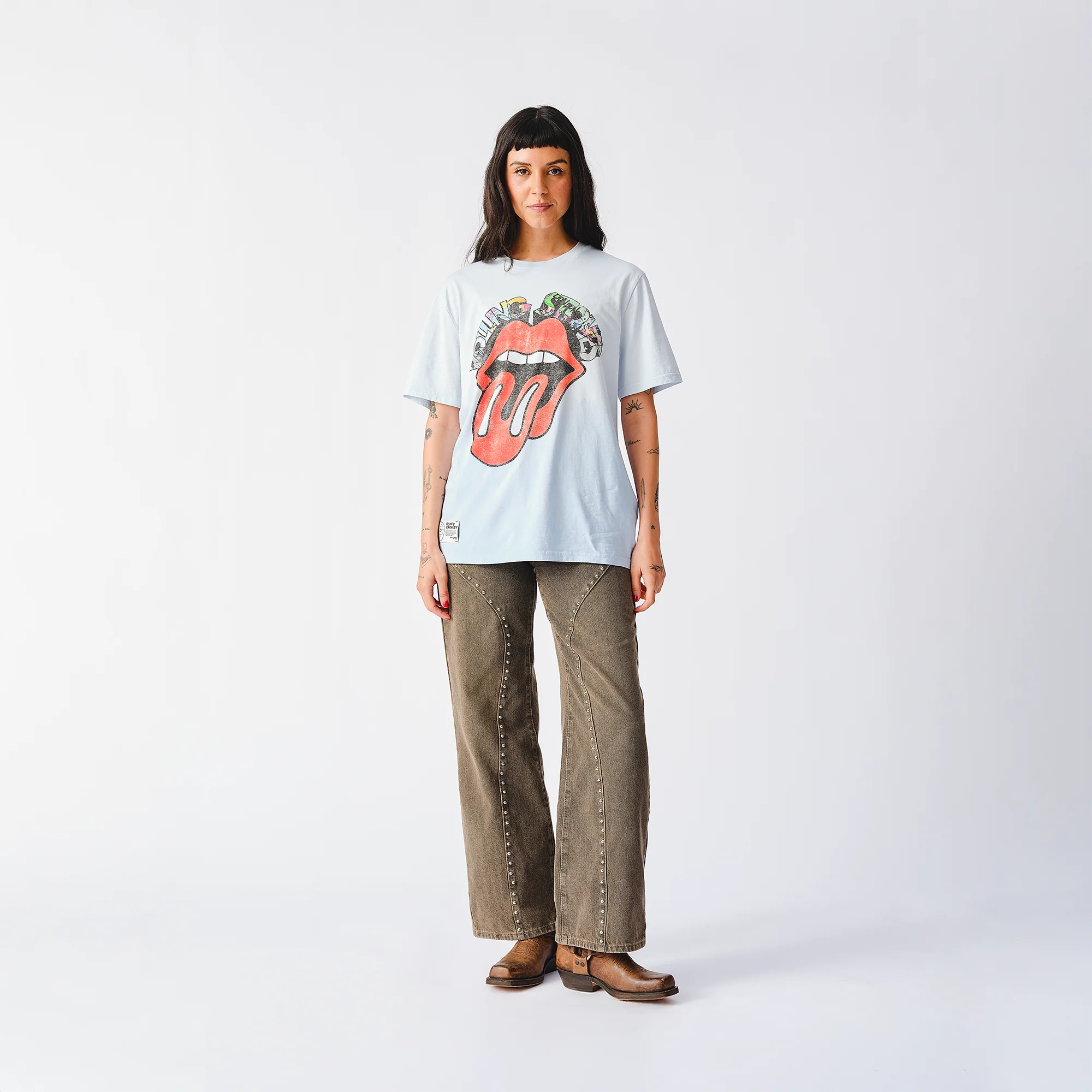 Rolling Stones Classic Tone Sketch Spray Tone Blue T-Shirt - Image 2