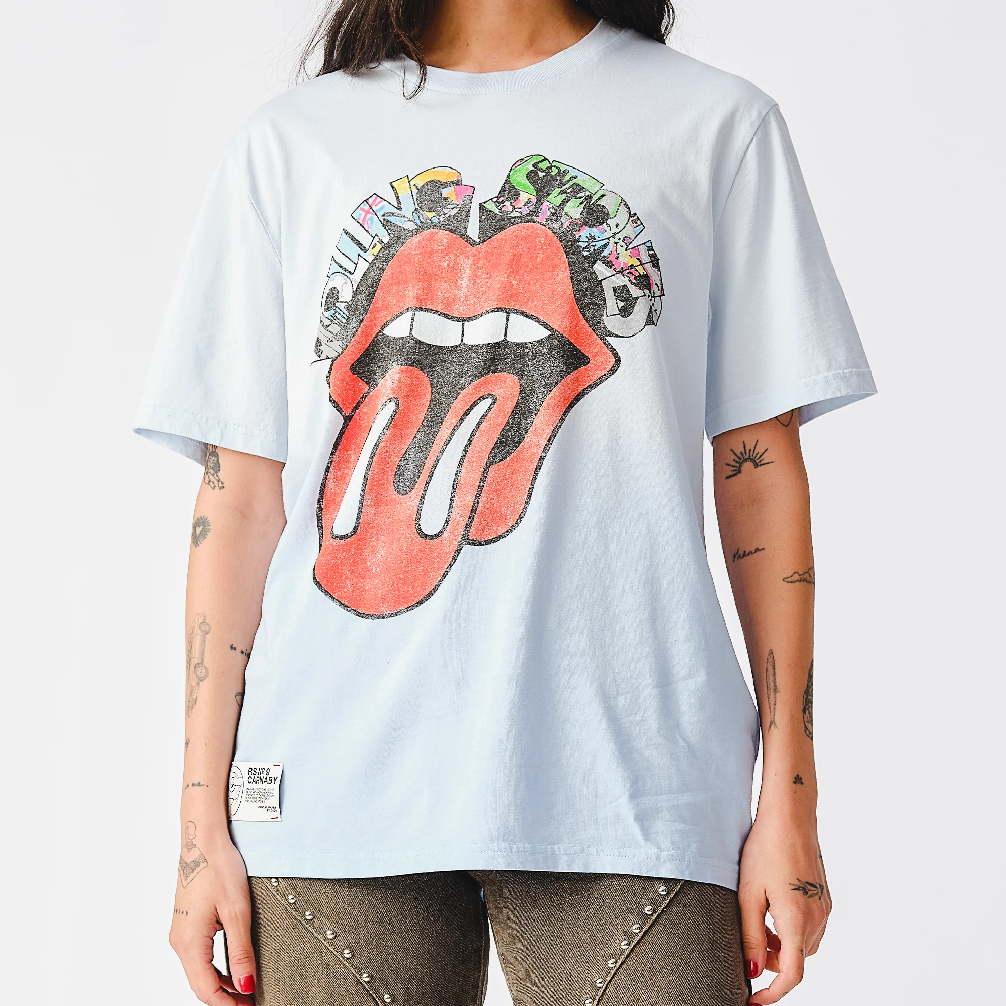 Rolling Stones Classic Tone Sketch Spray Tone Blue T-Shirt - Image 4