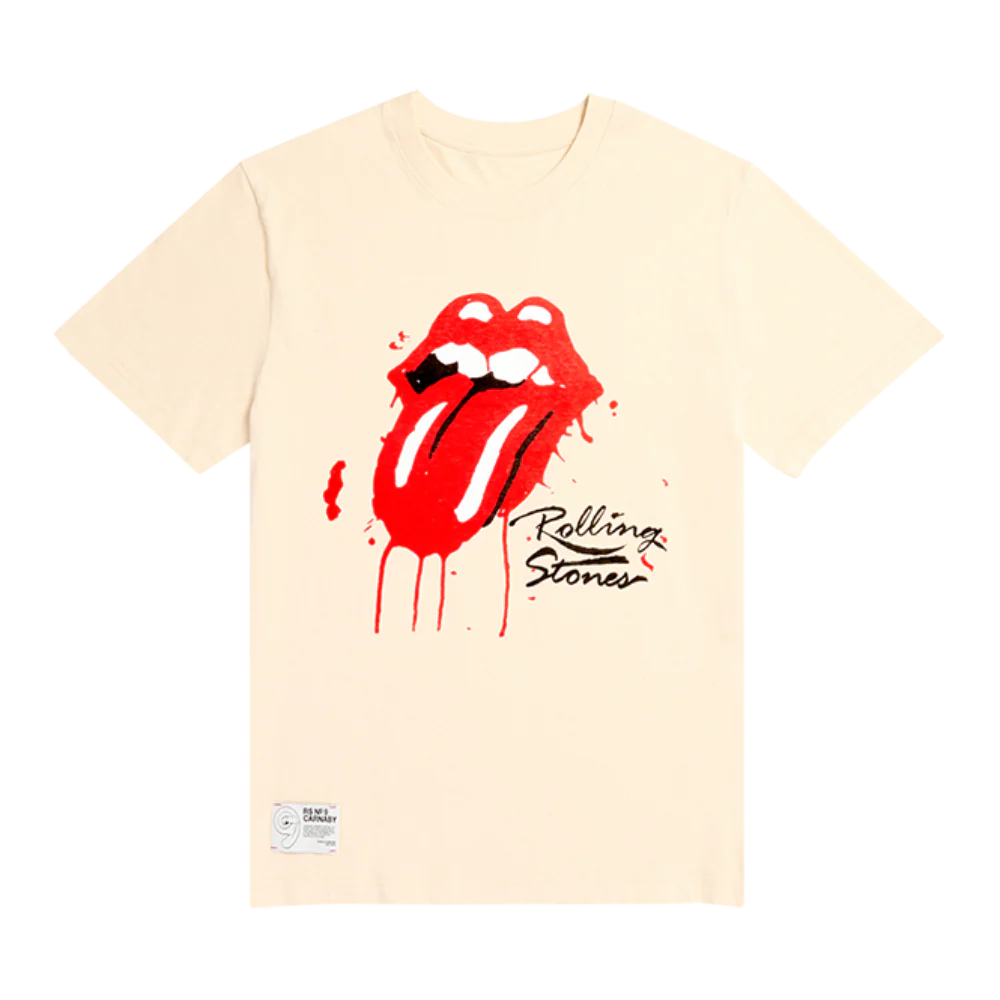 Rolling Stones Dripping Tongue Natural T-Shirt