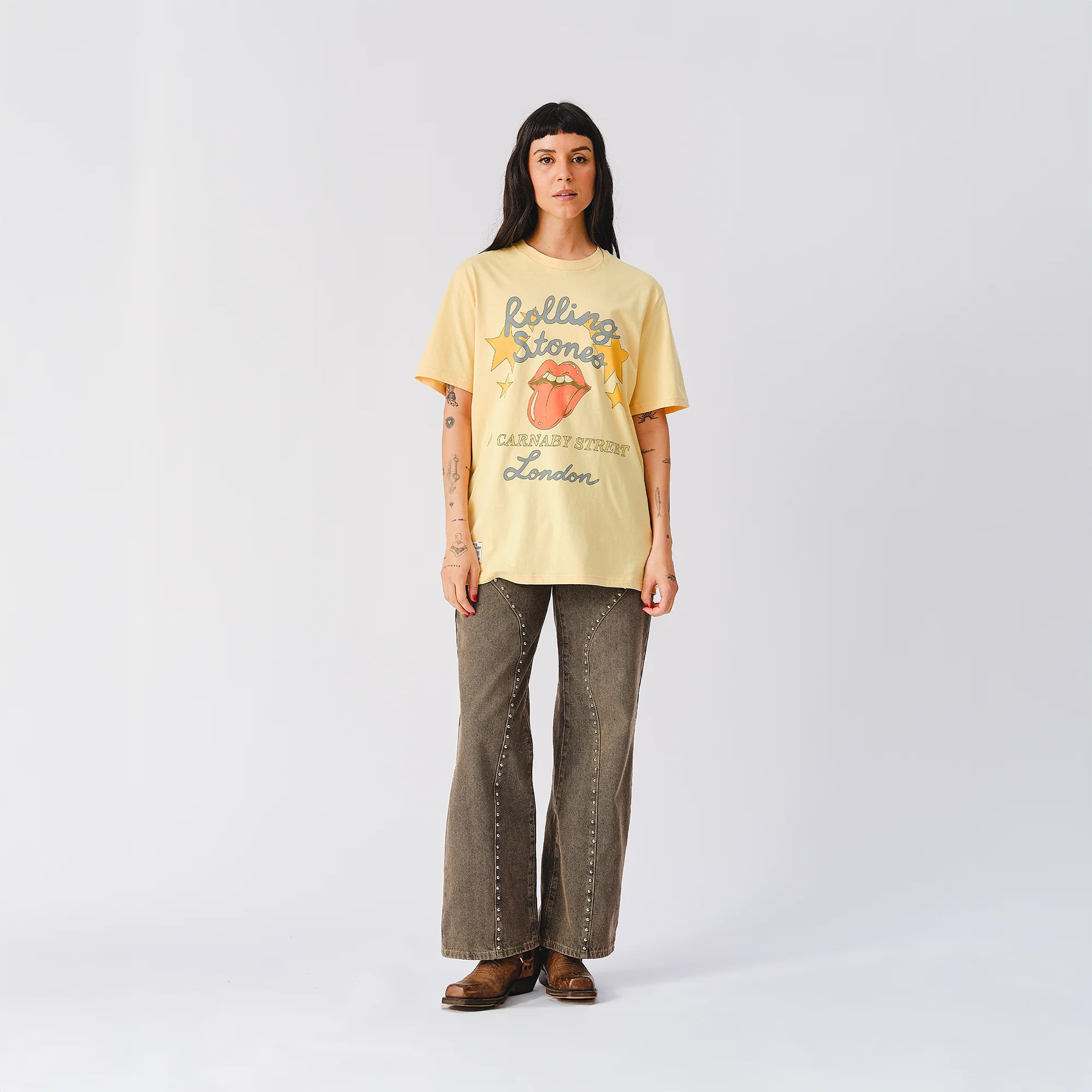 Rolling Stones Star Burst Logo Yellow T-Shirt - Image 2