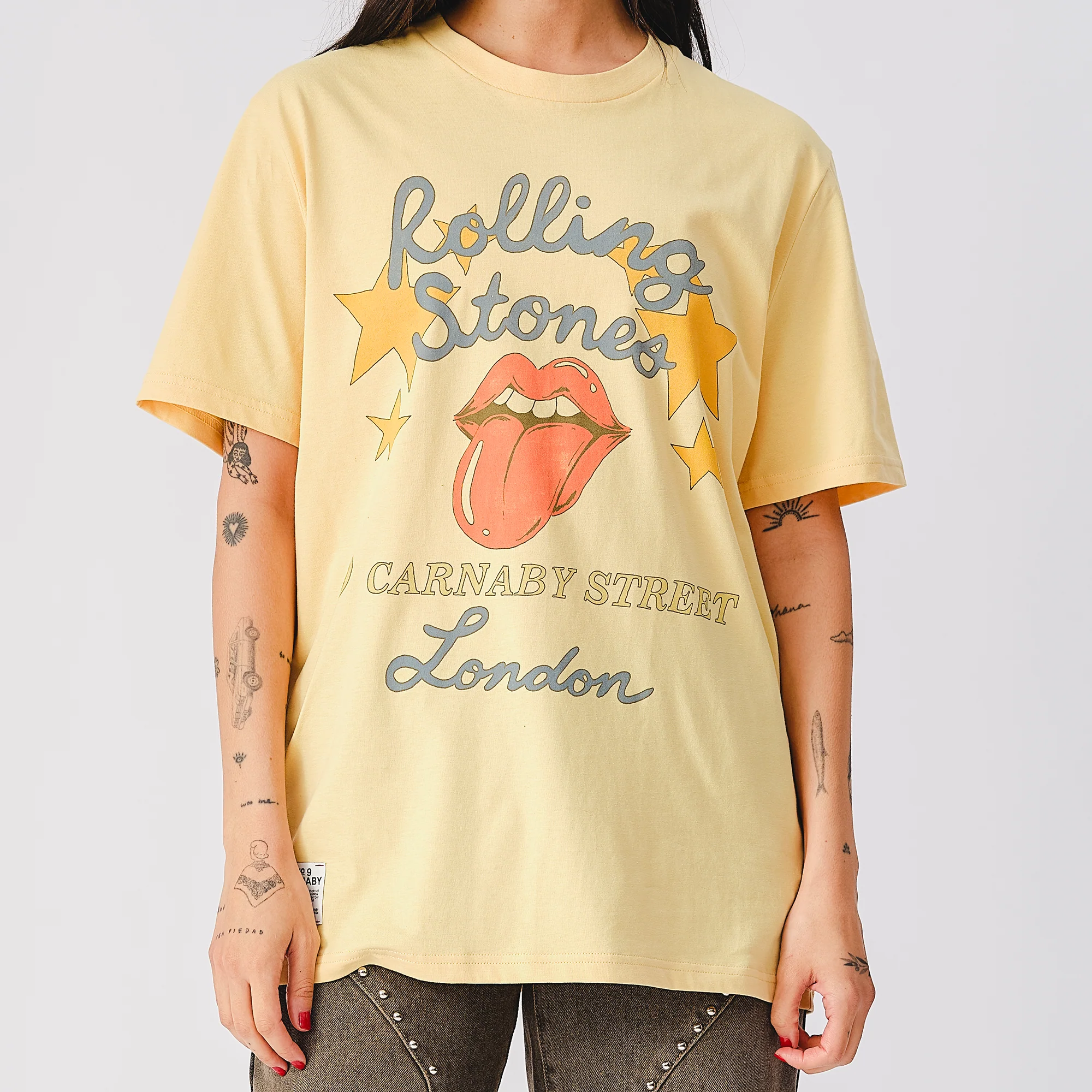 Rolling Stones Star Burst Logo Yellow T-Shirt - Image 4