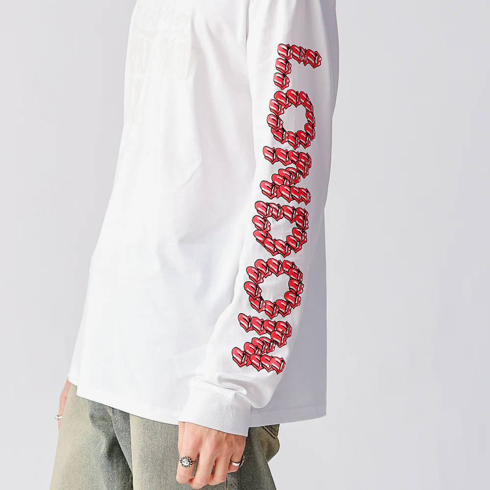 Rolling Stones Tonal 3D Print White Longsleeve T-Shirt - Image 5