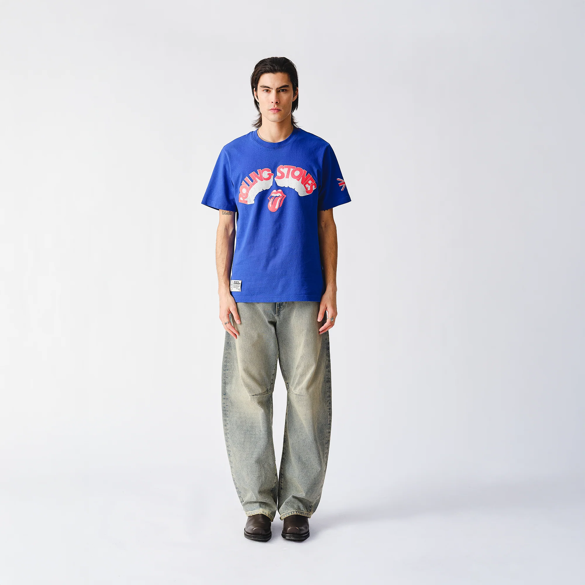 Rolling Stones Union Jack Crooked Blue T-Shirt - Image 2