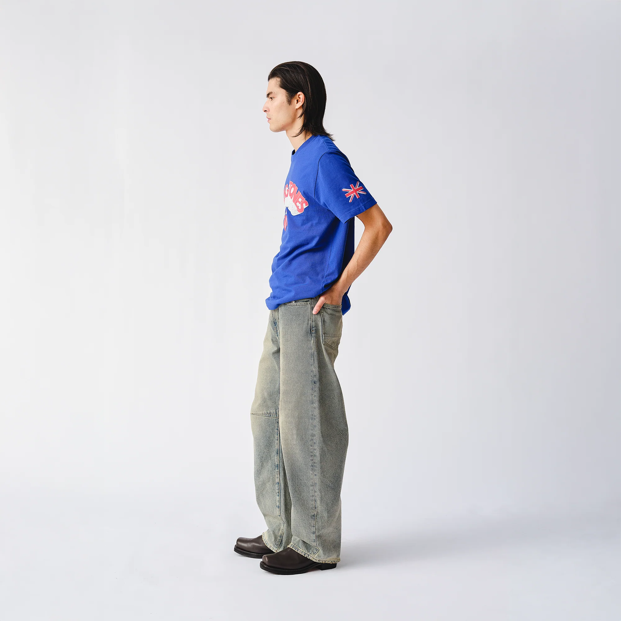 Rolling Stones Union Jack Crooked Blue T-Shirt - Image 3