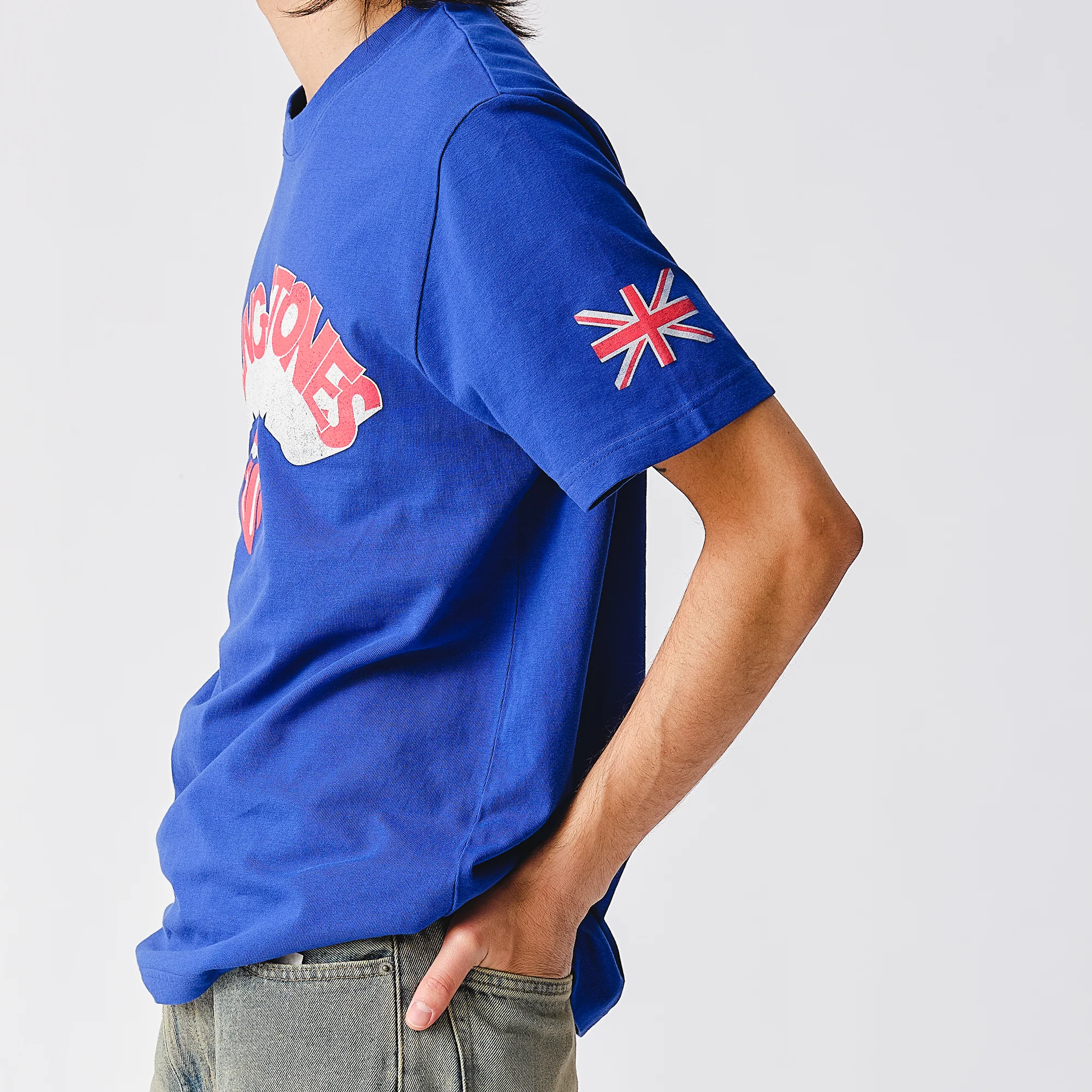 Rolling Stones Union Jack Crooked Blue T-Shirt - Image 5
