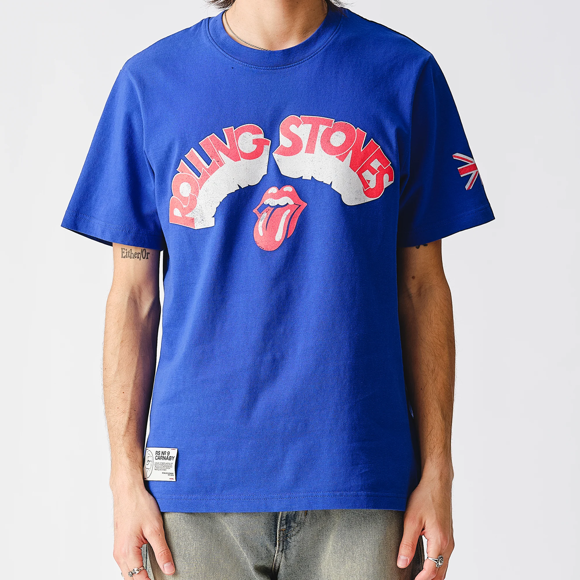 Rolling Stones Union Jack Crooked Blue T-Shirt - Image 6