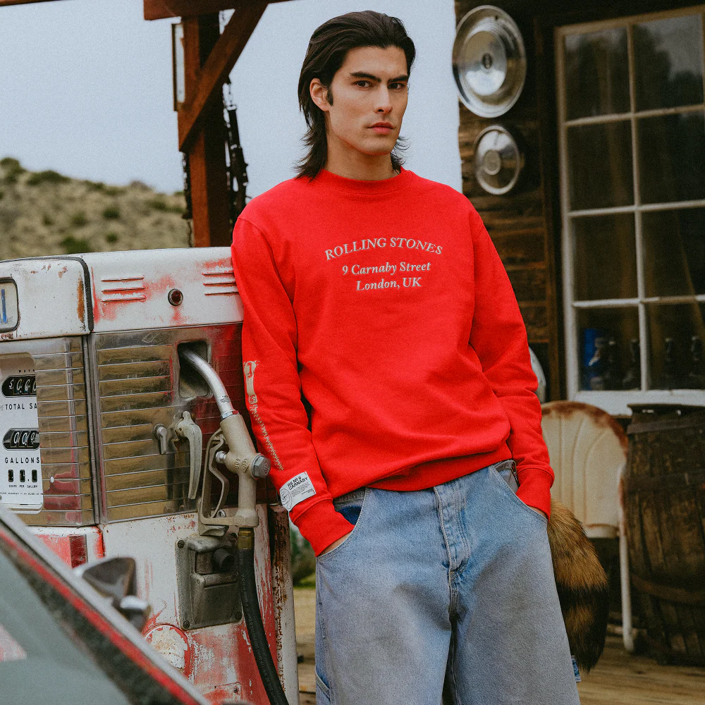 Rolling Stones Zipper Sleeve Red Crewneck Sweater - Image 11