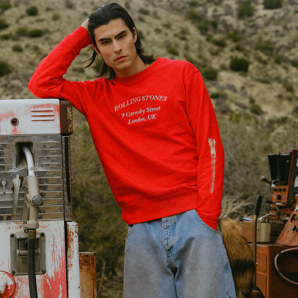 Rolling Stones Zipper Sleeve Red Crewneck Sweater - Image 12