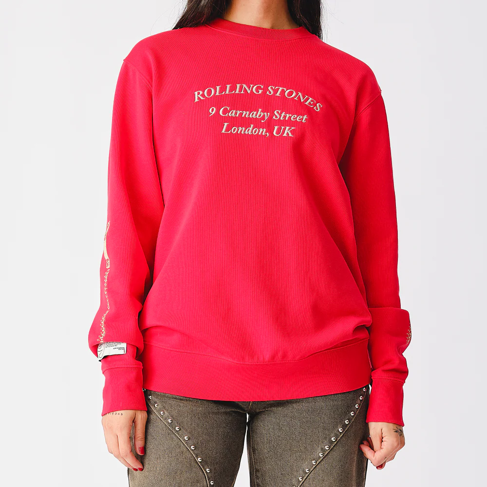Rolling Stones Zipper Sleeve Red Crewneck Sweater - Image 7