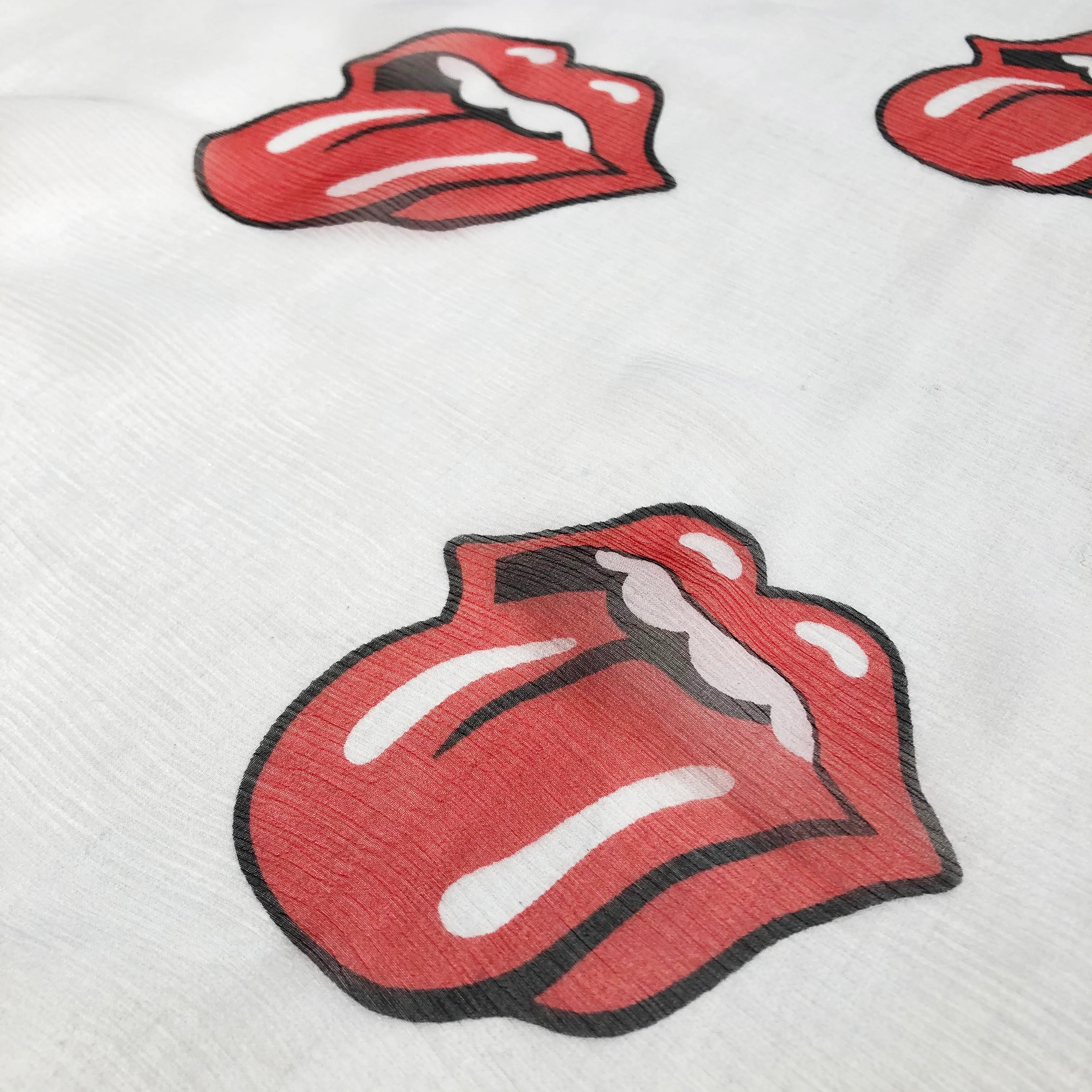 Soloist x Stones White and Red Lips Silk Chiffon Scarf - Image 2