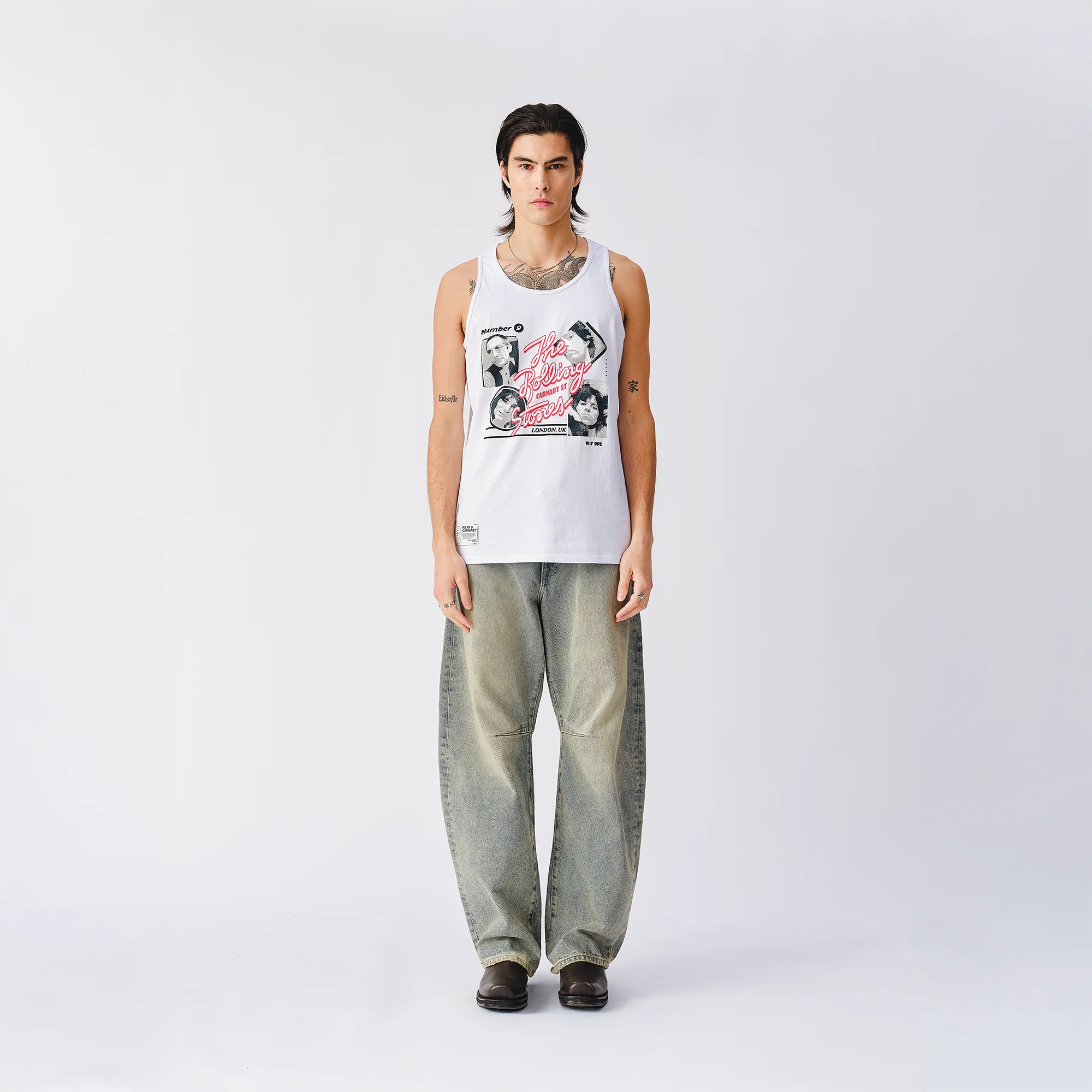 Stones Band Photo White Tank Top - Image 2