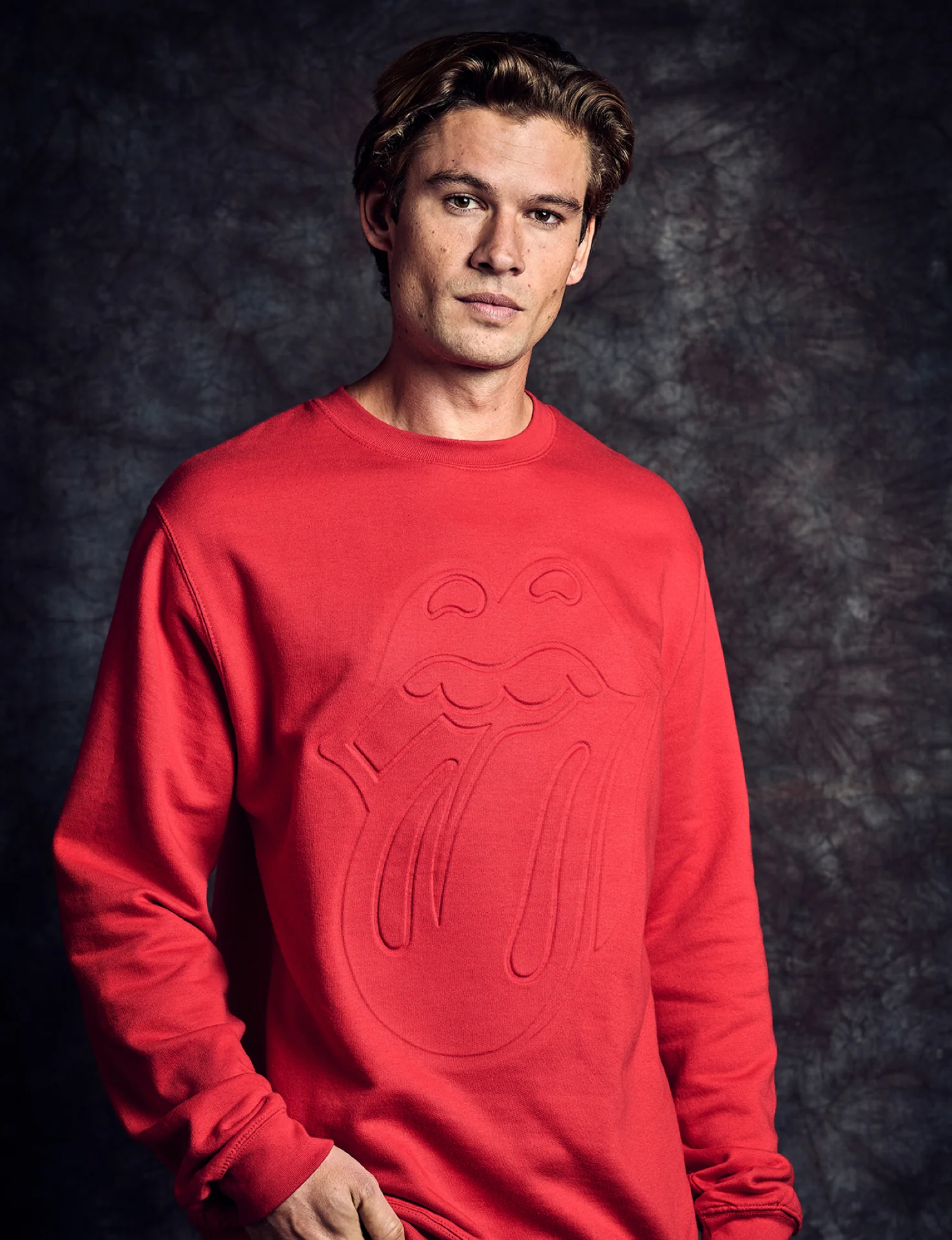 Stones Red Embossed Classic Tongue Crewneck