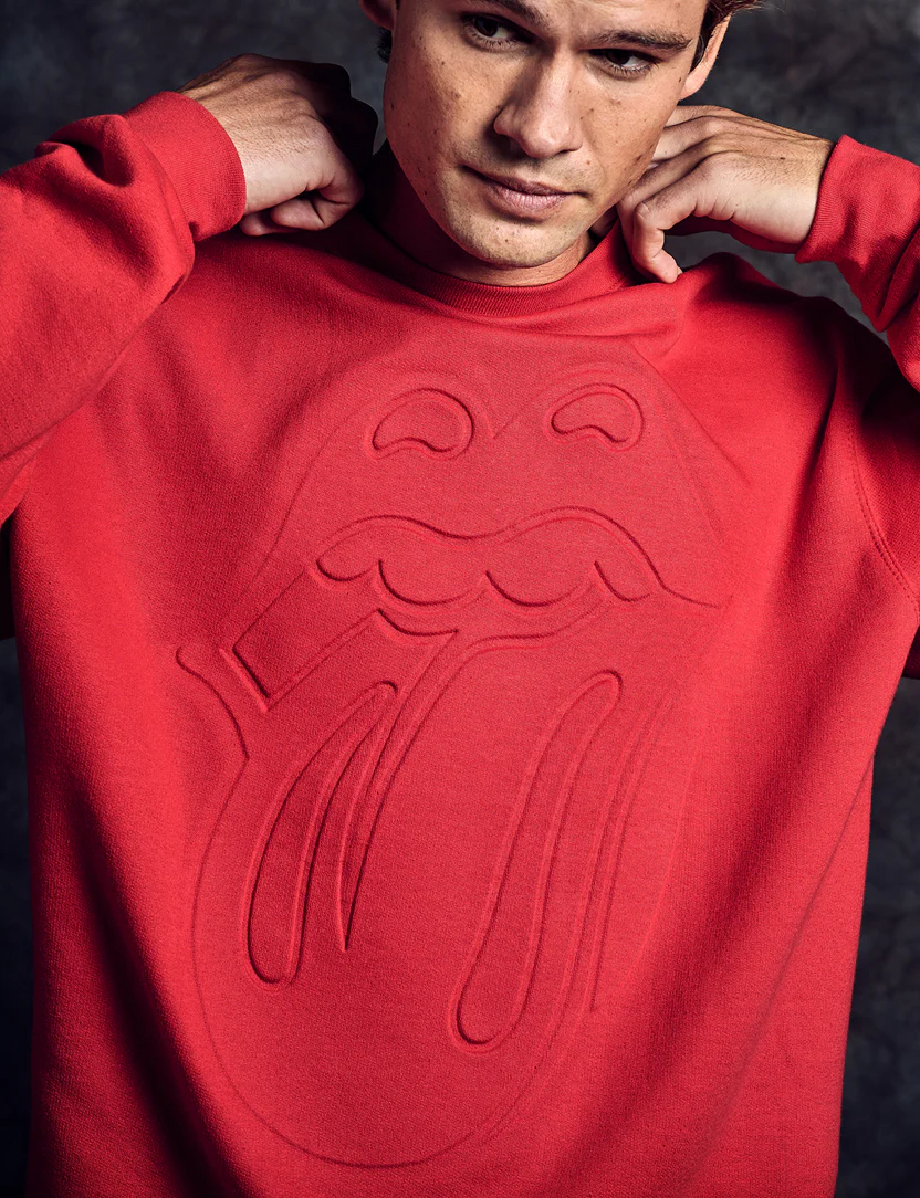Stones Red Embossed Classic Tongue Crewneck - Image 3