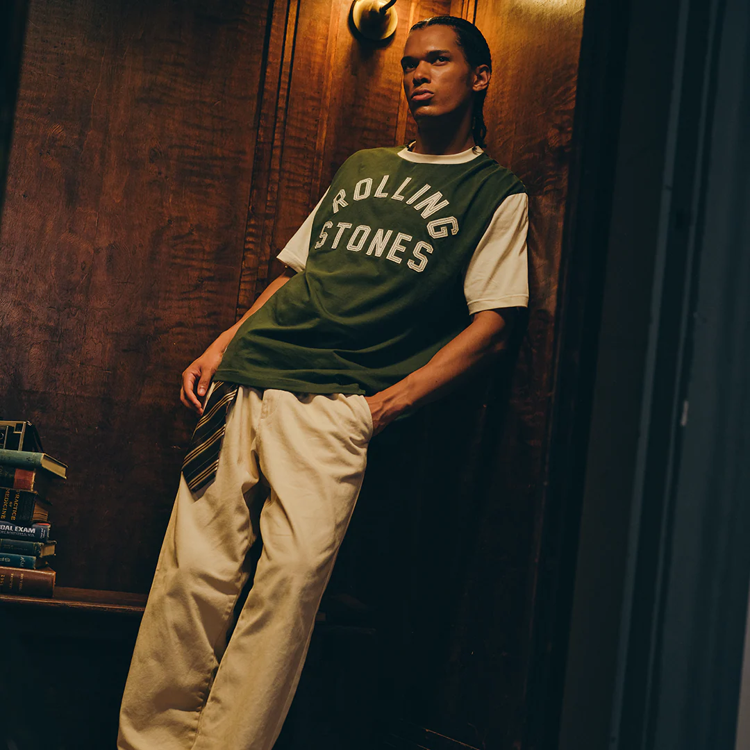 Stones Varsity Chenille Applique Green T-Shirt - Image 2
