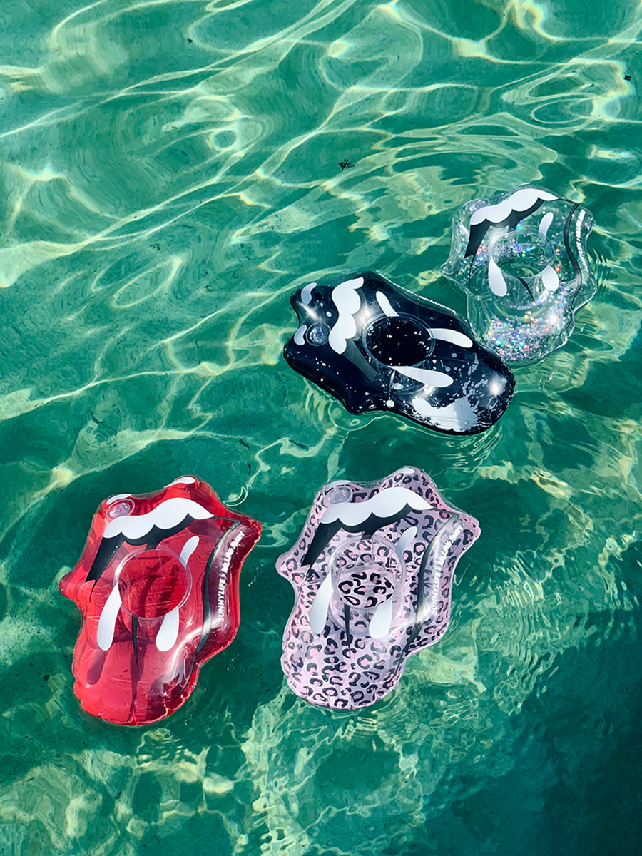Stones x Sunnylife Set of 4 Classic Tongue Inflatable Drink Holders
