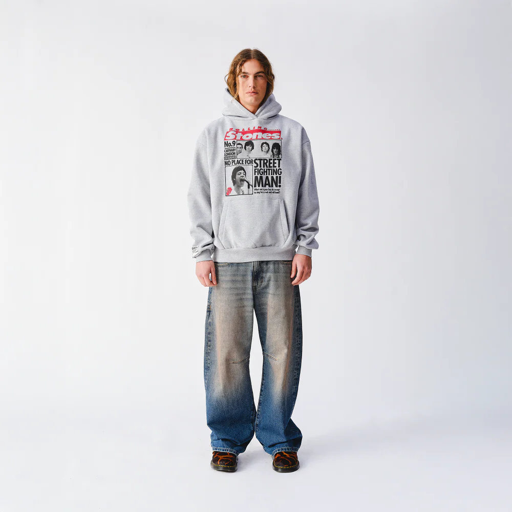 Street Fighting Man Newspaper Heather Grey Hoodie - Image 2